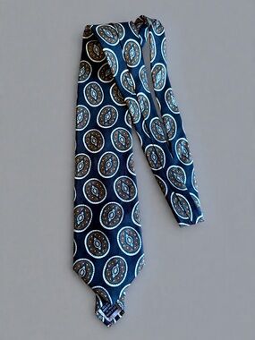 Christian Dior vintage Silk Paisley Medallion Tie in Navy and Brown